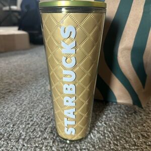 Starbucks Gold Quilted Travel Tumbler